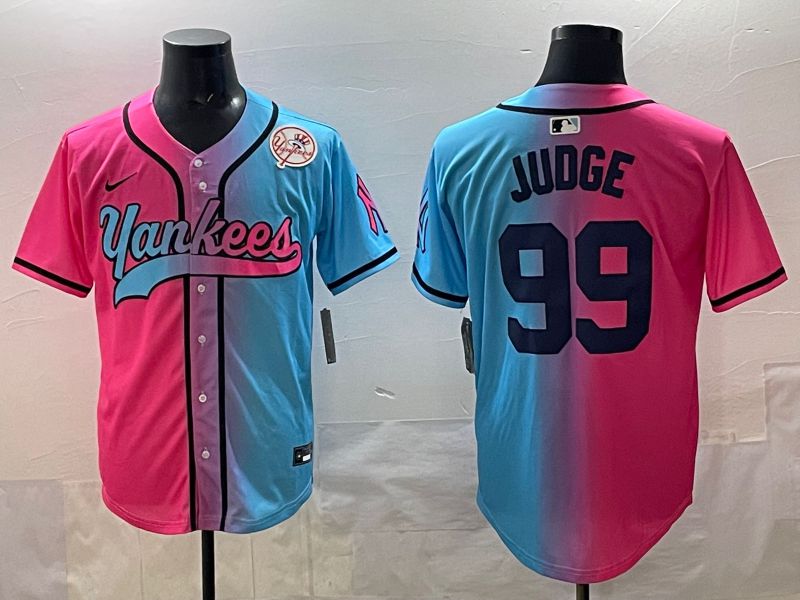 Men New York Yankees #99 Judge Blue pink Game 2025 Nike MLB Jersey style 008